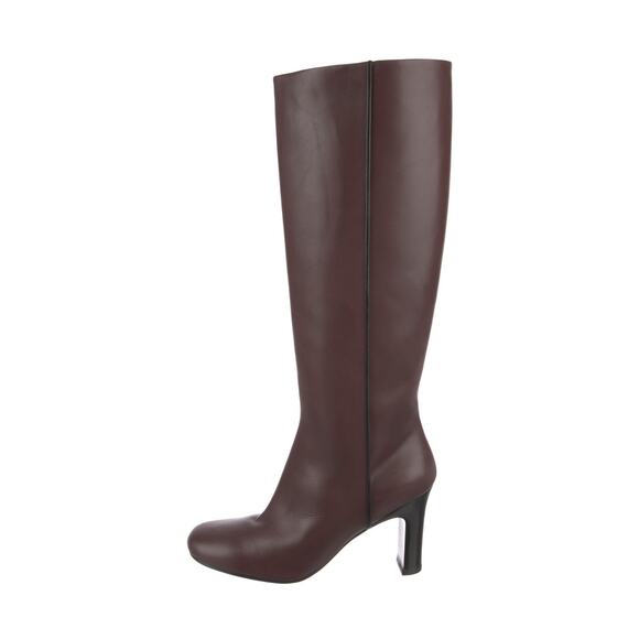 CO Leather Knee High Boot in Tresor Burgundy Calfskin Size 41 Italy Block Heel - Picture 2 of 9